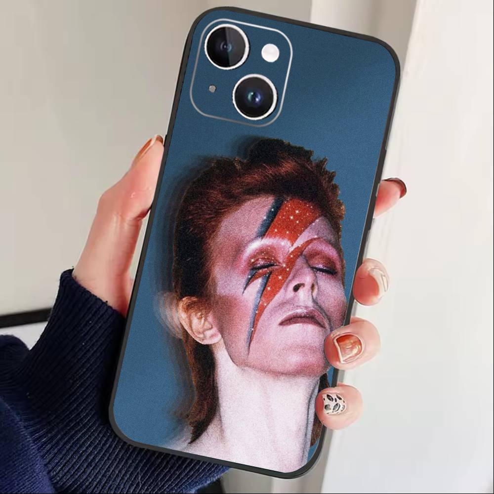 Singer D-David B-Bowie Phone Case For iPhone17,16,15,14,13,12 Plus,Max Soft Silicone Black Cover