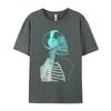 Skeleton Listening To Music With Headphones On His Skull T Shirt Black Vintage T-Shirt Pure Cotton Unique Camisas Hombre