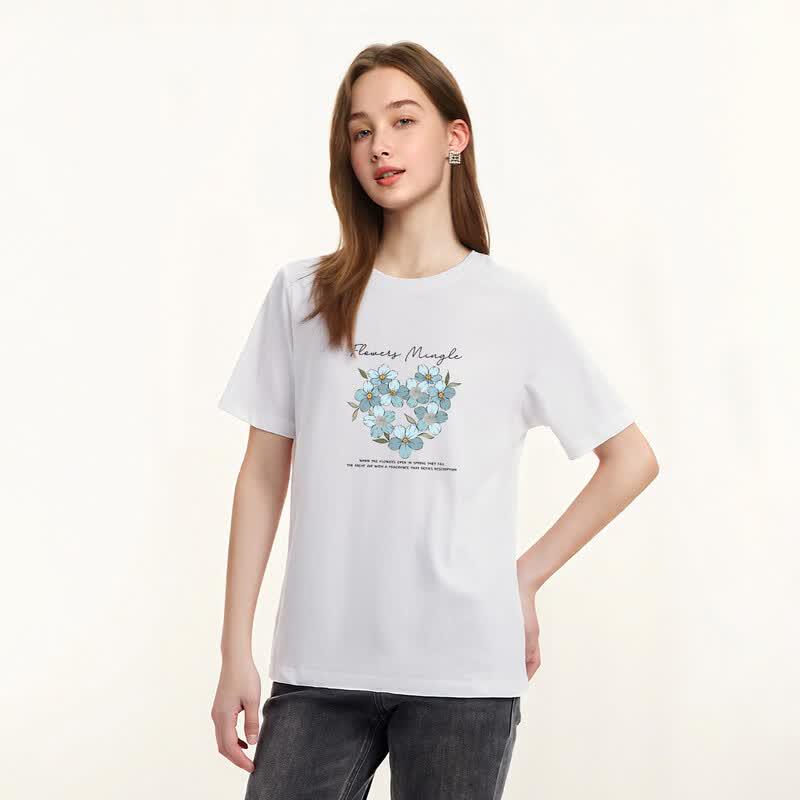FivePlus Women's Pure Cotton Printed Round Neck T-shirt
