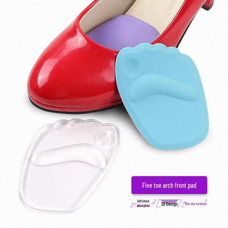 PU Five-Toe Shock-Absorbing Forefoot Pad with Arch Support for High Heels