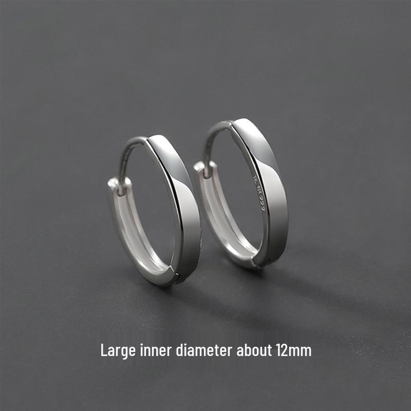 Men's Trendy 925 Plain Hoop Ear Clips & Stud Earrings