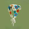 1Pc Knitted Floral Women's Hair Band Colorful Crocheted Hair Accessory with Fringe Tail,Perfect for,Vacation,Casual Wear