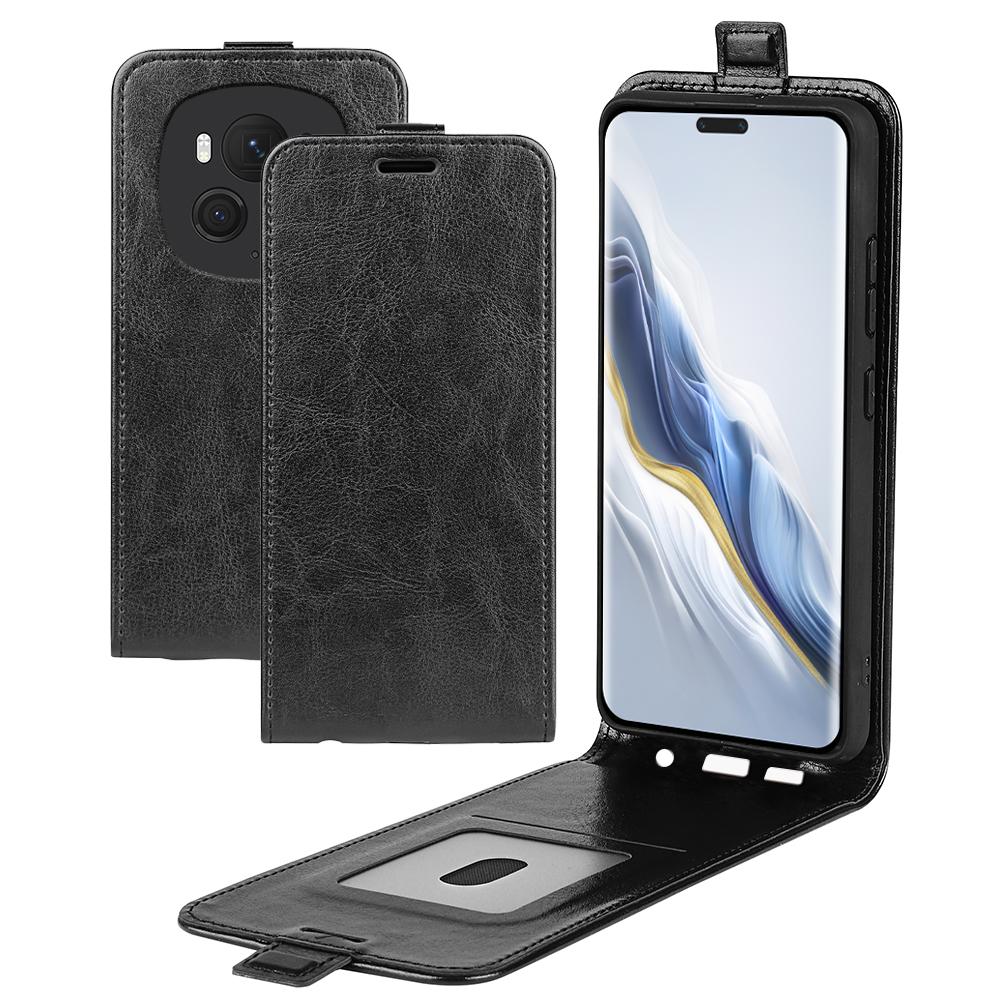 

Противоударный чехол для Honor Magic6 Pro 5G со слотом для карт, откидная крышка для телефона с вертикальным открыванием Black