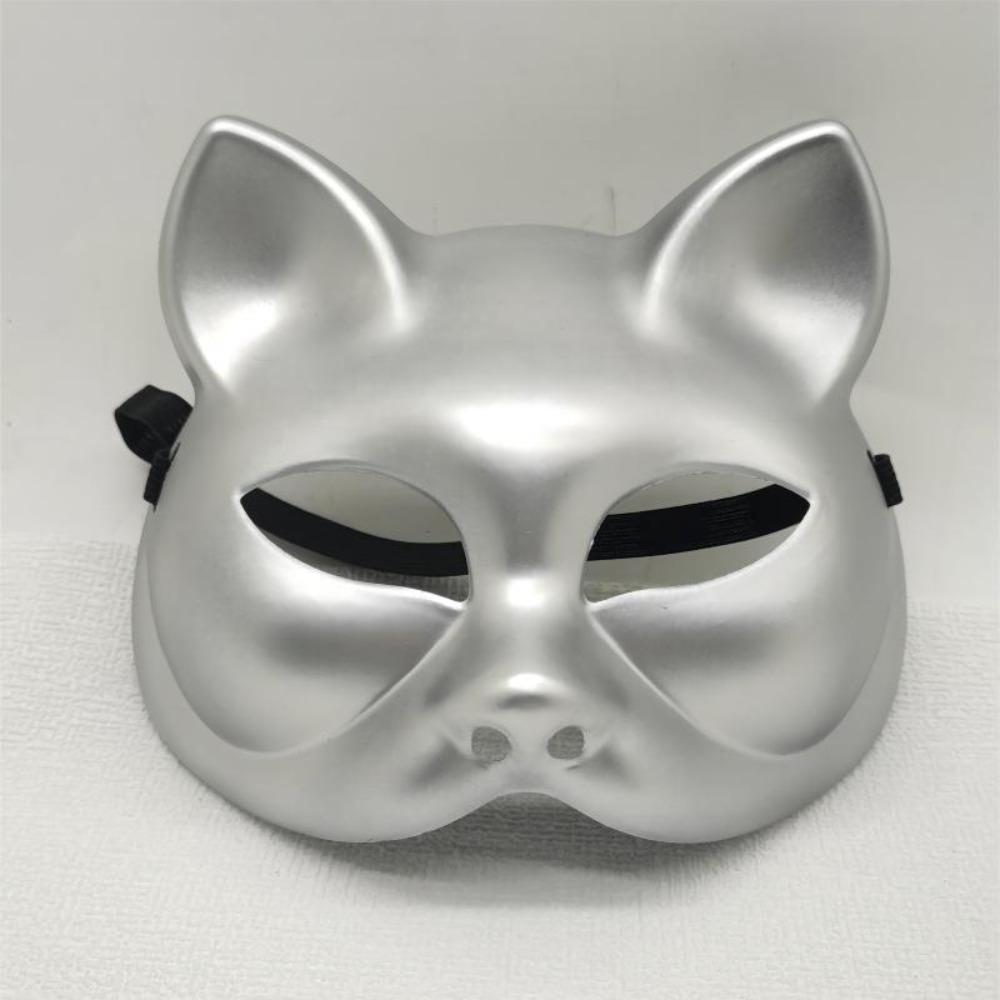Costume Props Cat Half Face Mask Plastic Halloween Mask Funny Cosplay Mask Carnival