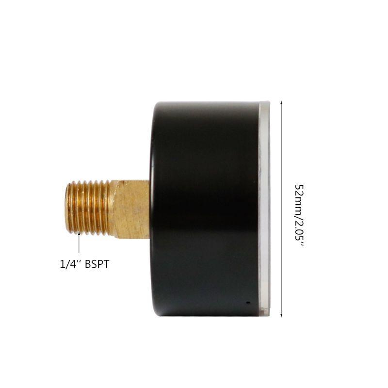 Professional Pressure Gauge 52mm Dial 1/4" BSPT Horizontal 0/15,30,60.100,160,300 PSI & Bar