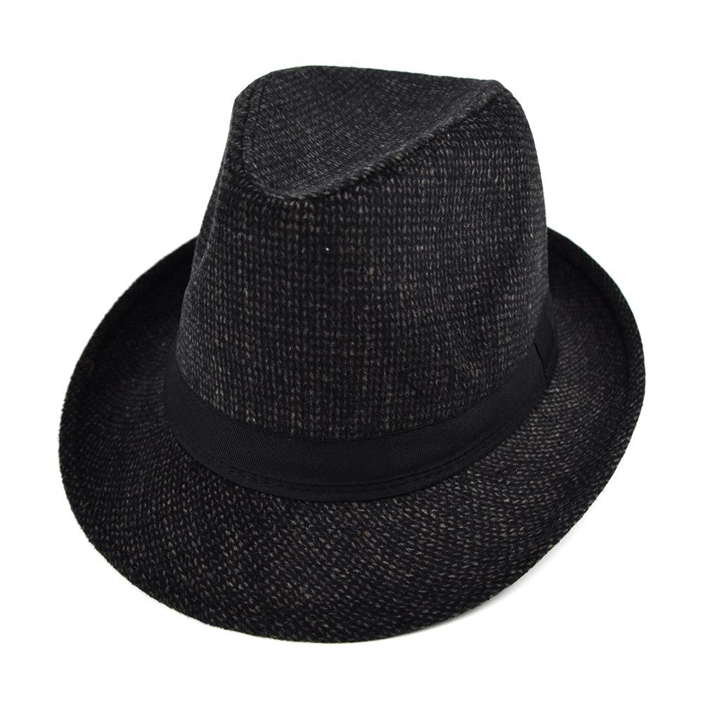 British Winter Wool Plaid Top Hat Mid- aged Men's Jazz Hat Sunshade Hat Large Warm Brim Wedding Party Bucket Fedoras Hat Cap