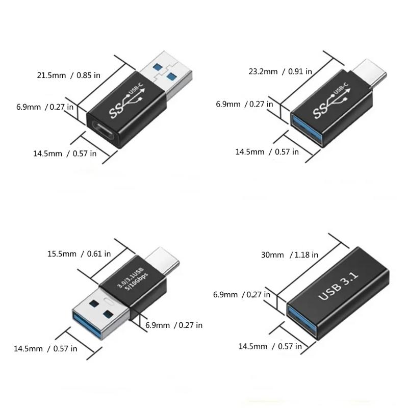USB 3.1 to Type C Adapter Male Female OTG Connectors for Fast Data Transfer Up to 10Gbps for Multiple Devices