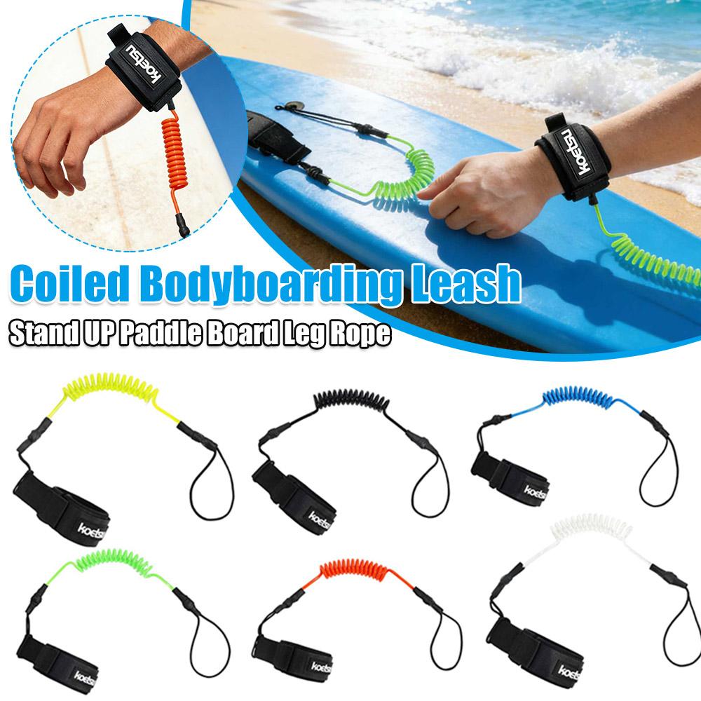 Coiled Bodyboarding Leash TPU Material Strong Cord Stand UP Paddle Board Leg Rope Stretchable for Fishing Tools Rods Strap