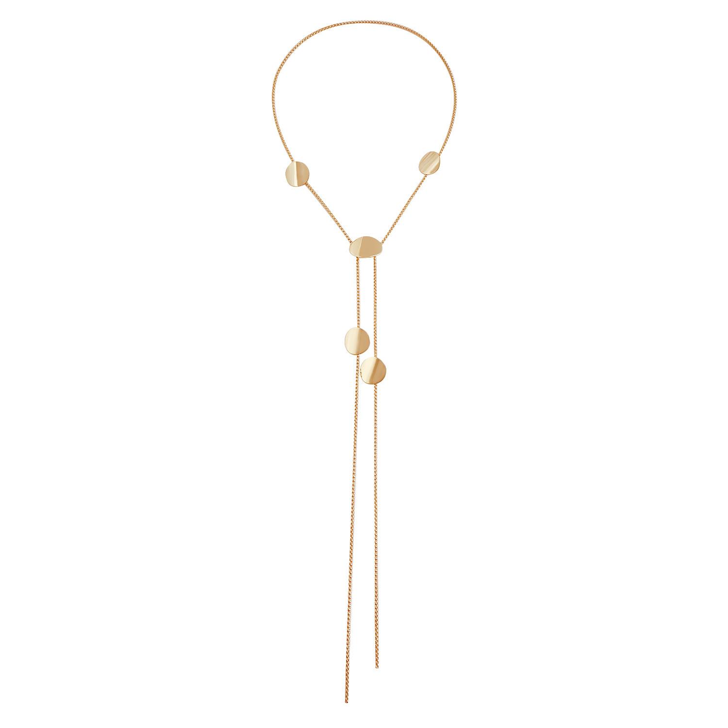

Light luxury ins style long pull-out geometric disc smooth necklace metal feeling necklace decoration золотой
