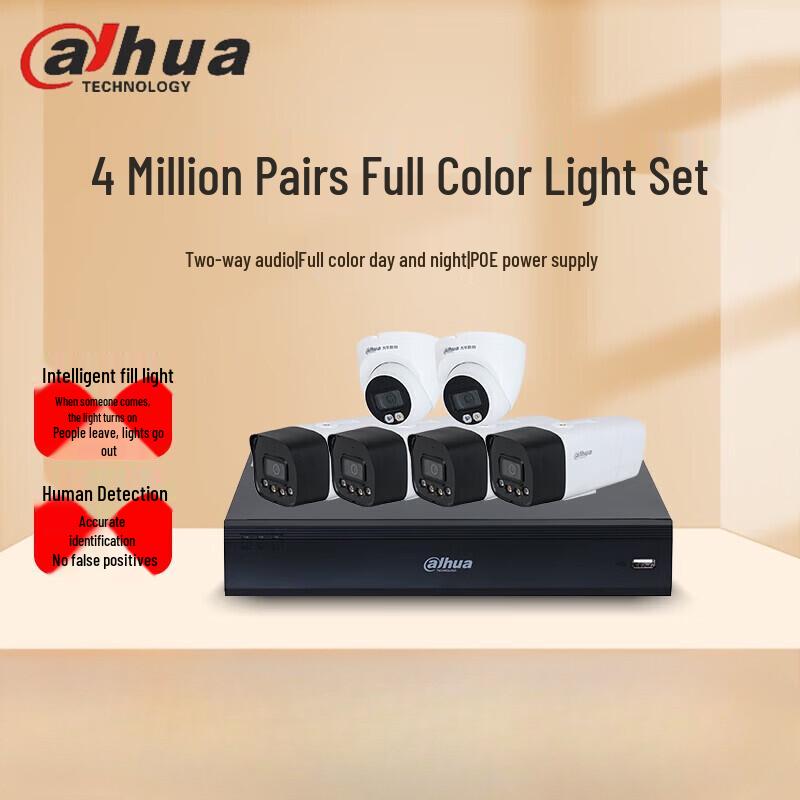 Dahua 4MP Full Color Night Vision PoE Security Camera System CN plug (adapter included)
