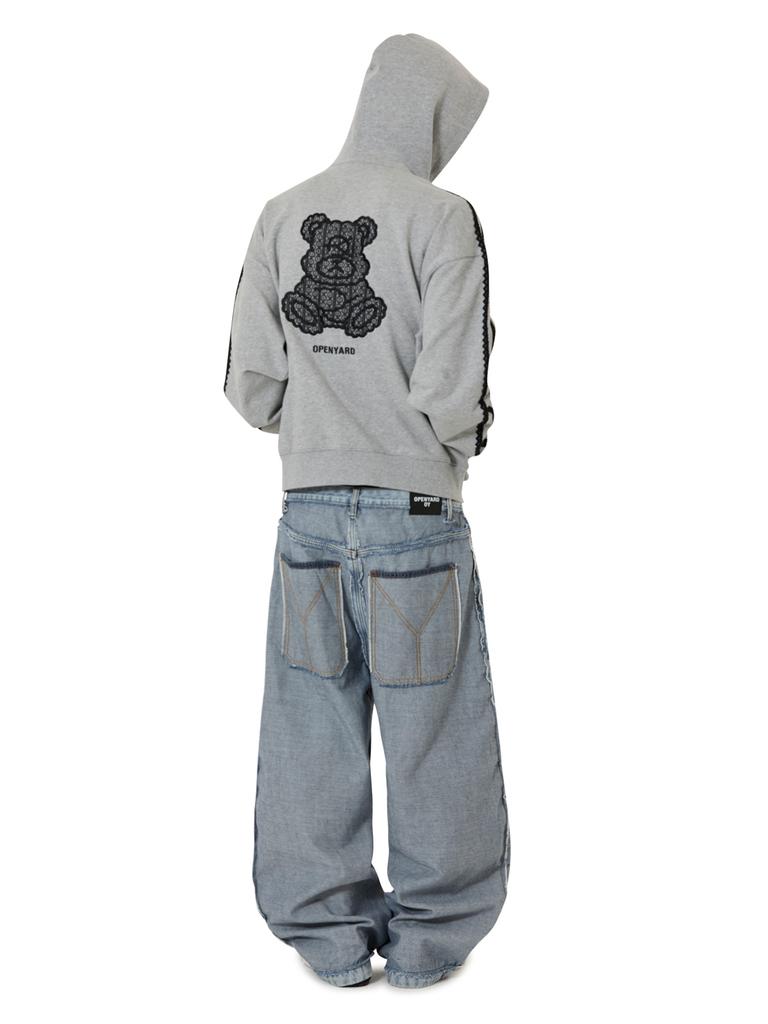 Openyard(Oy) Lace Dolly Hoodie Zip Up - Mid Gray