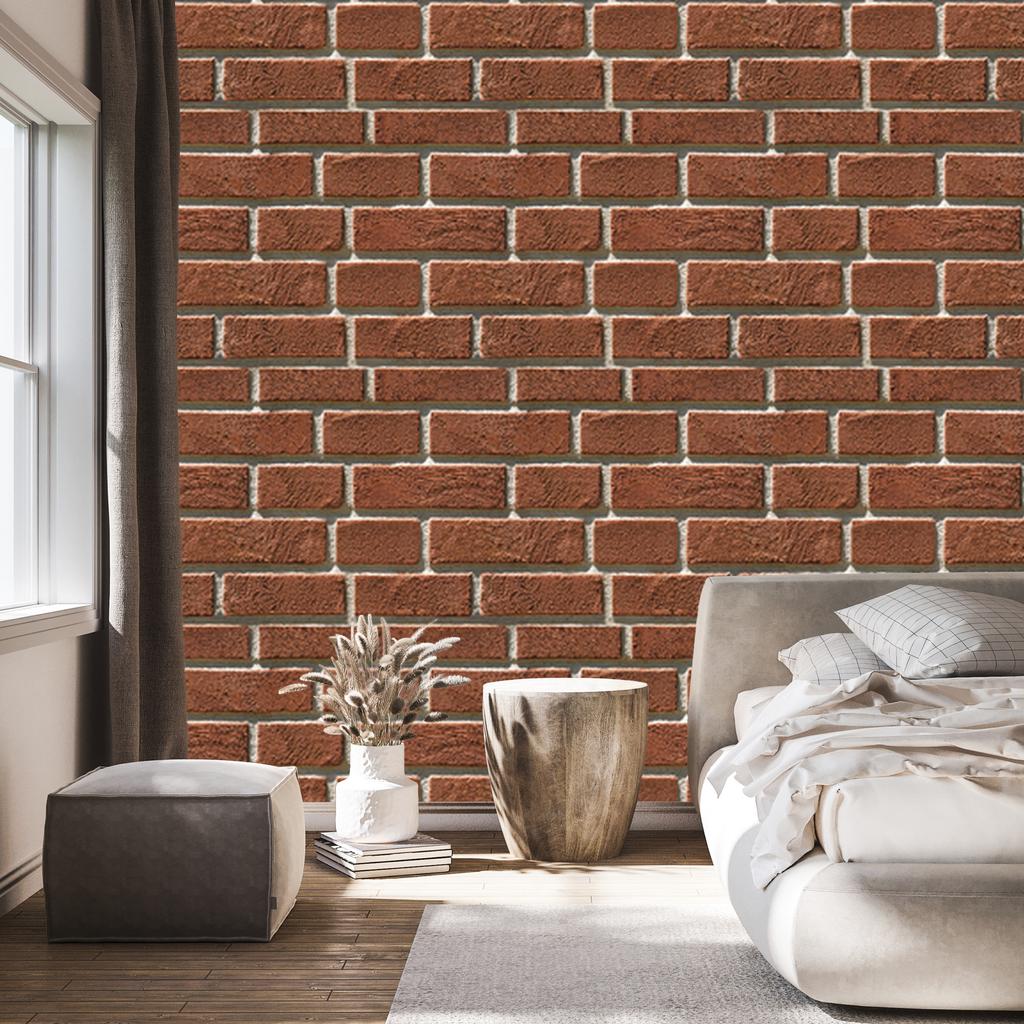 Red 3D Brick Wallpaper for Living Room and Bedroom 50x1000