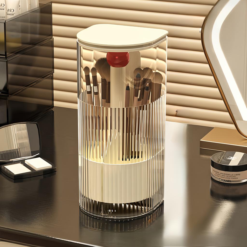 1pc cosmetic brush storage tube, press dustproof, high-grade eyebrow pencil shelf, automatic lifting brush barrel.
