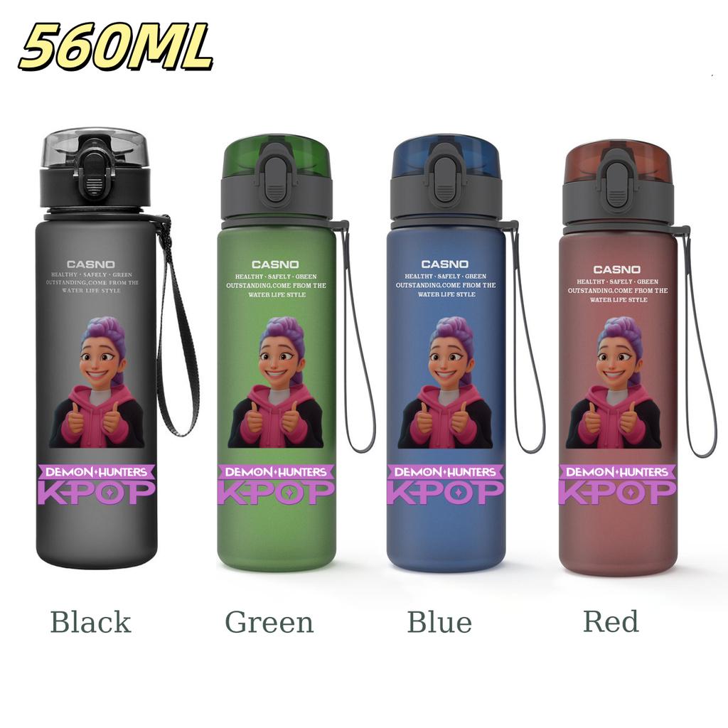 560ML KPop Demon Hunters Plastic Cartoon Pattern Water Cup Tall Superior Quality Children Outdoor Sports Drinking Water Bottle Birth Date Present