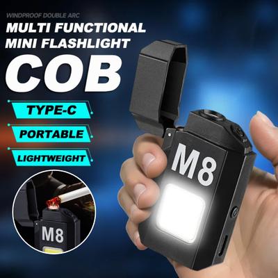 Mini Torcia Portachiavi COB Portatile Luce da Lavoro Ricaricabile USB Lampade Tascabili da Esterno per Campeggio Pesca con Filo Riscaldante