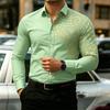 2026 New Men's Long-Sleeve Shirt, Fashionable Pattern Print, Slim Fit, European Size Business Casual Men's Top