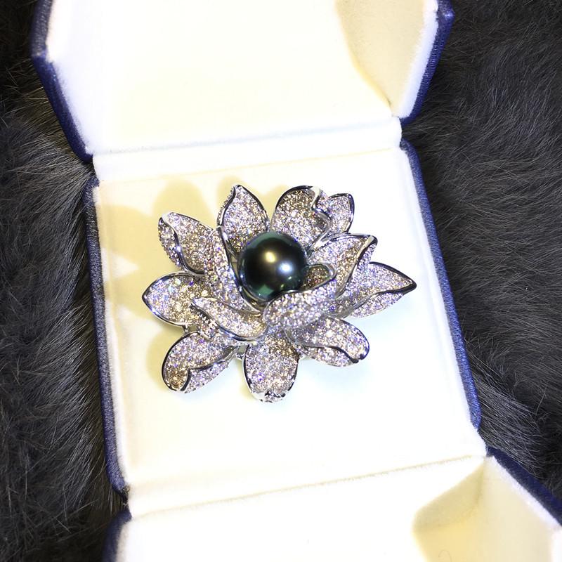 DIY Lotus Pearl Brooch Kit: Semi-Finished Corsage Pin with Needle for Women