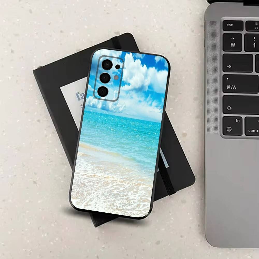 Sea Palm Trees Beach For Samsung Galaxy A73,31,32,72,41,53,52,71,22,5G,Note,J7,8,9 Soft Black  Silicone Phone Case