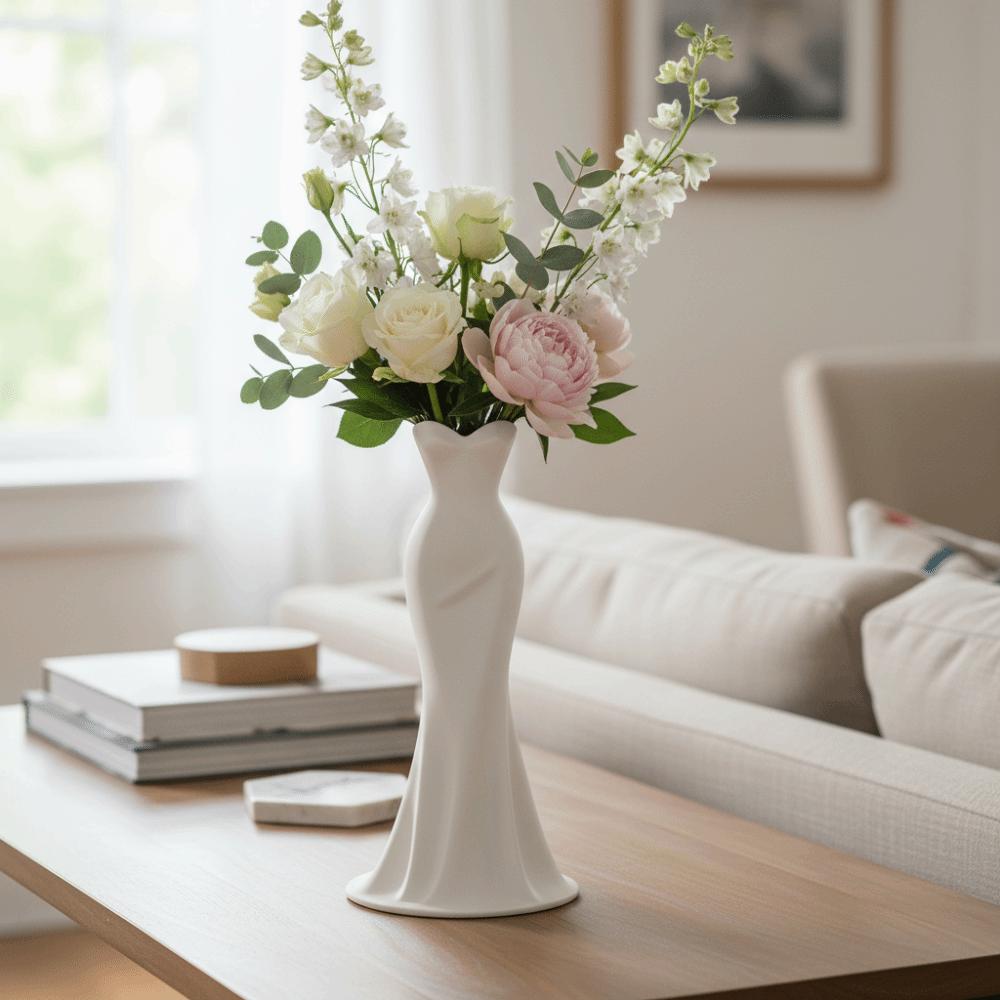 Flower Arrangement Elegant Dress Vase Gown-Shaped Decorative Vase  Home Desktop Decorations