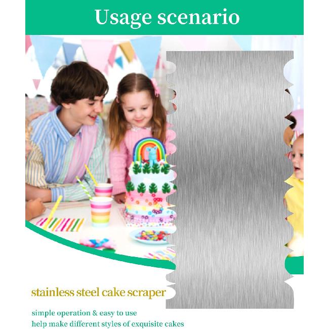Cake Scraper Smoother Cake Decorating Supplies Kit 8.6 Inch Metal Bench Scraper for Baking Buttercream Smoother Stainless Steel Frosting Cake Comb