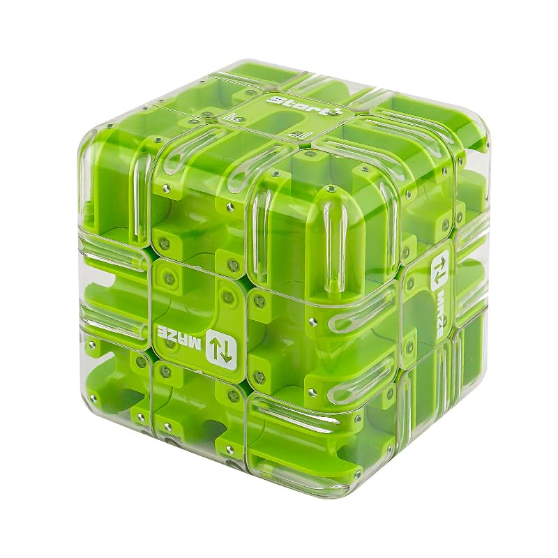 

3D Maze Magic Cube Puzzle Toy, Transparent Labyrinth Brain Teaser Fidget Cube for Kids Adults, Logic Thinking Stress Relief Toy YDX029-Green