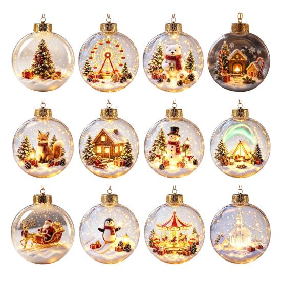 Unique Christmas Gift Ideas Glowing Ball Ornaments, 3D LED Lighted Acrylic Hanging Light-up Holiday Keepsakes Balls for Tree Mantel Window, Home Decor