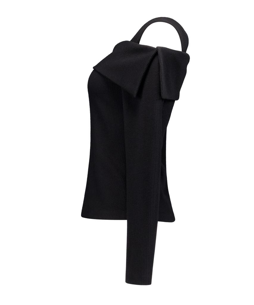 Myuleus Off-Shoulder Strap Knit [Black]