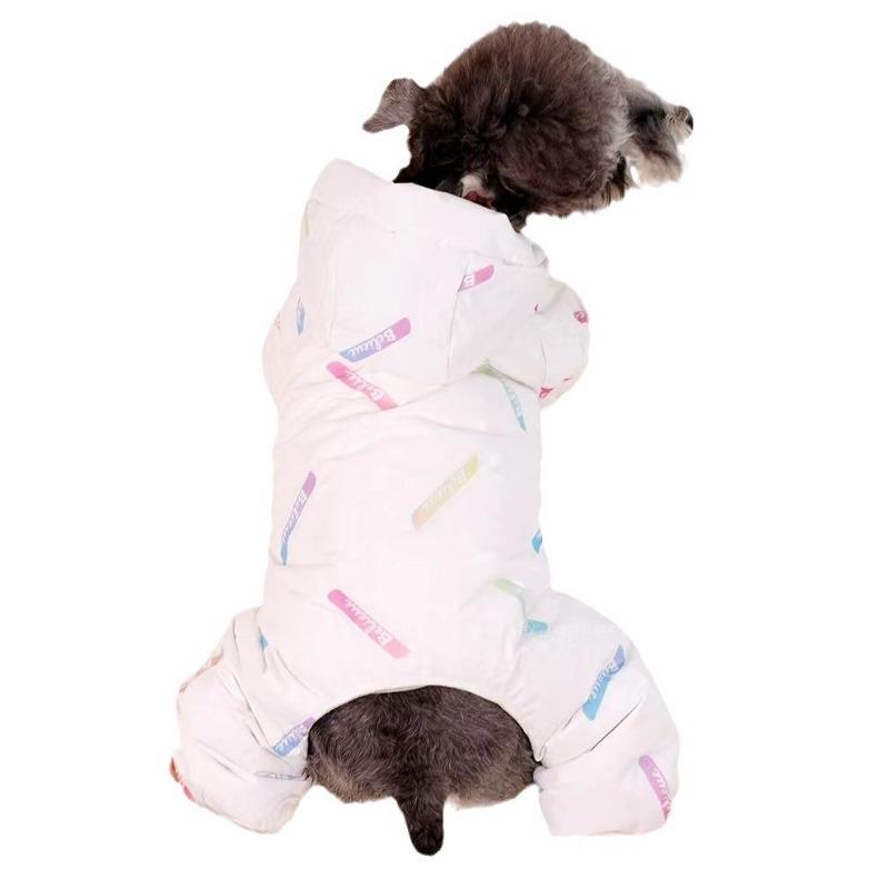 Pet dog new cotton clothes small dog autumn and winter windproof thickened warm four-legged cotton clothes teddy dog clothes