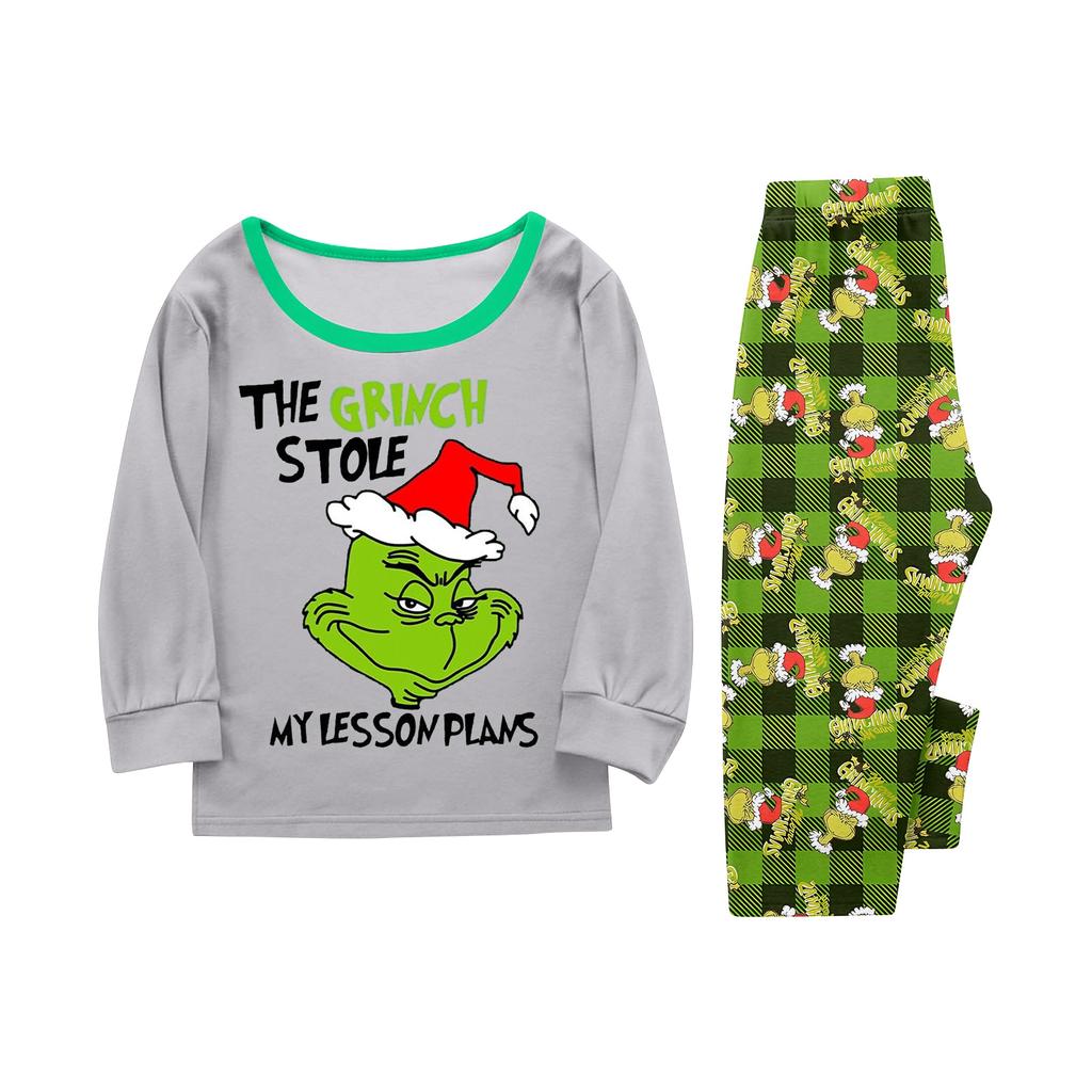 Print Cute Family Set Pajamas, Home Clothes, Family Set Long Sleeve Top Pants Set