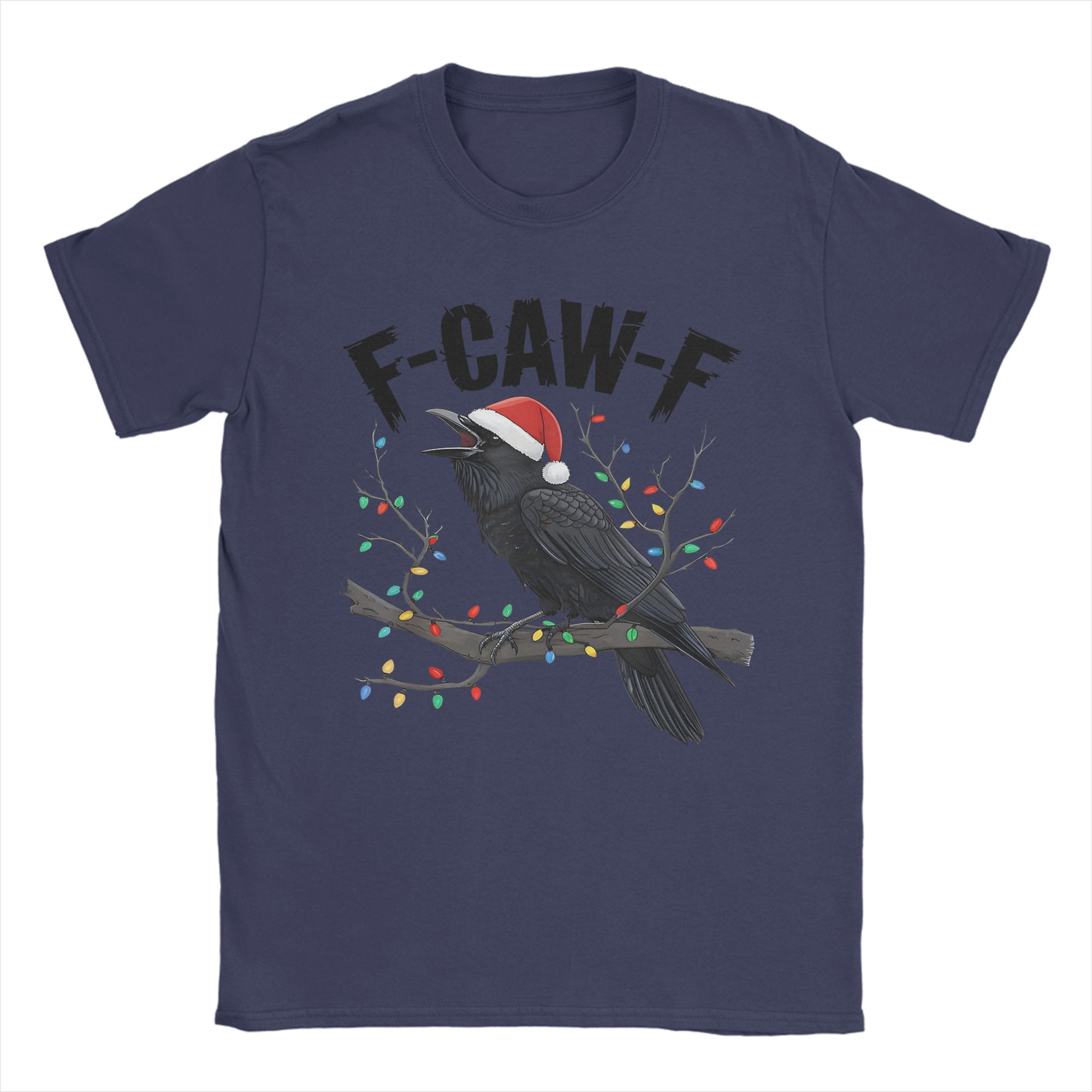 

Men Crow F-Caw-F Merry Christmas T Shirts Cotton Tops Amazing Short Sleeve Crew Neck Tee Shirt Unique T-Shirt 4XL