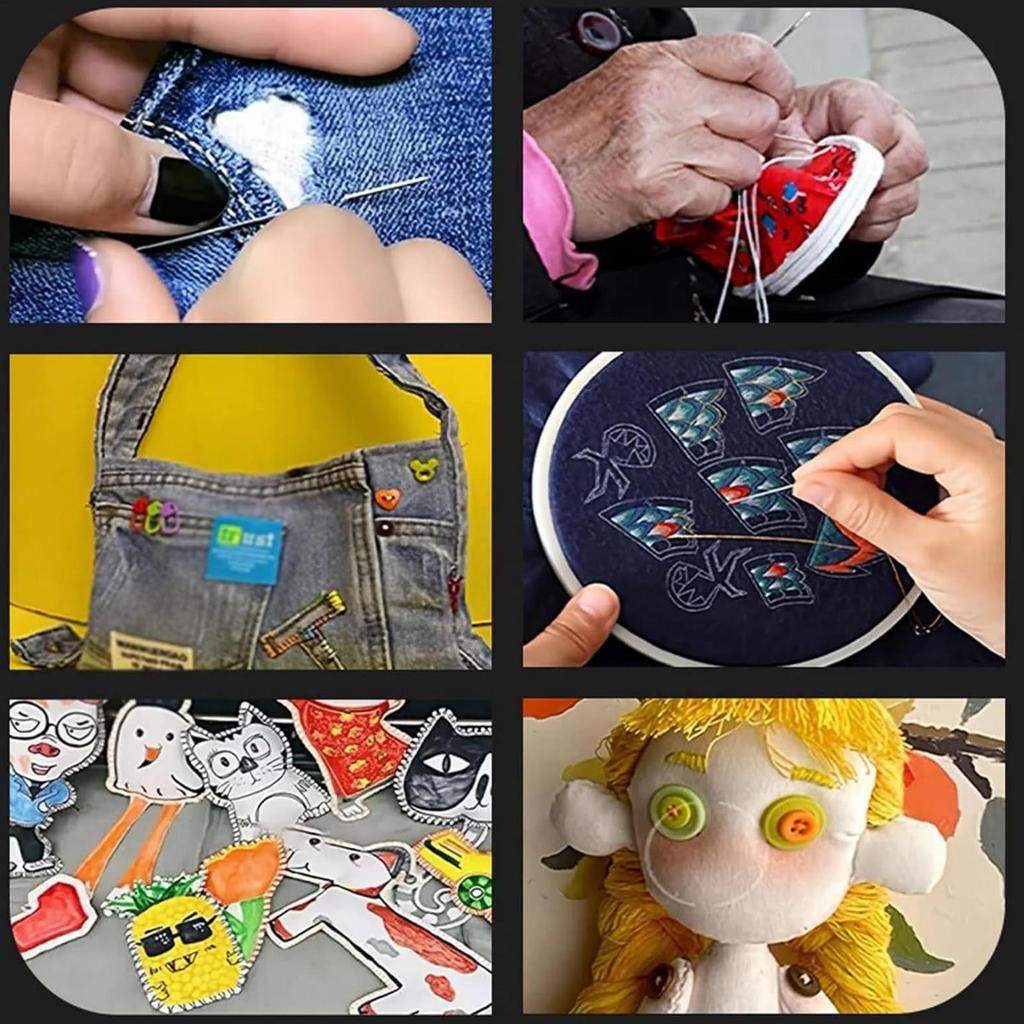 Ensemble d'aiguilles en acier à grand chas Enfilage Fournitures antirouille Aiguilles à grand chas Pour couture à la main Réparation Perlage Garnissage Matelassage