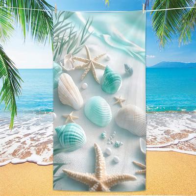 Muschelmuster Strandtuch, Digitaldruck Dünn Schnelltrocknend Anti-Sand Mikrofaser Leicht für Schwimmen, Yoga, Reisen, Fitnessstudio, Geschenk