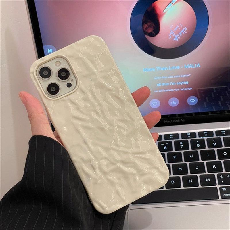 Fashion Mobile Phone Case For iPhone 13 14 11 12 Pro Max Mini XR X XS 7 8 Plus SE 3D Pleats Skin Anti-Shock Side Soft TPU Cover