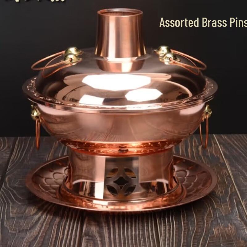 Thickened Handmade Charcoal Copper Hot Pot 28cm