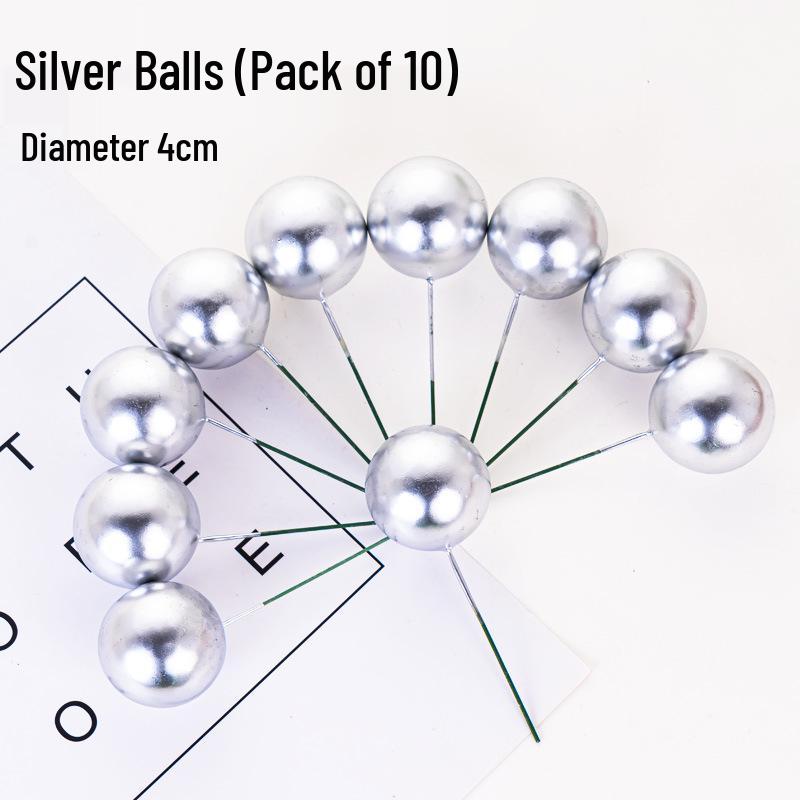 100pcs Cake Toppers: Gold, Silver, and Colorful Balls for Birthday Party Decorations