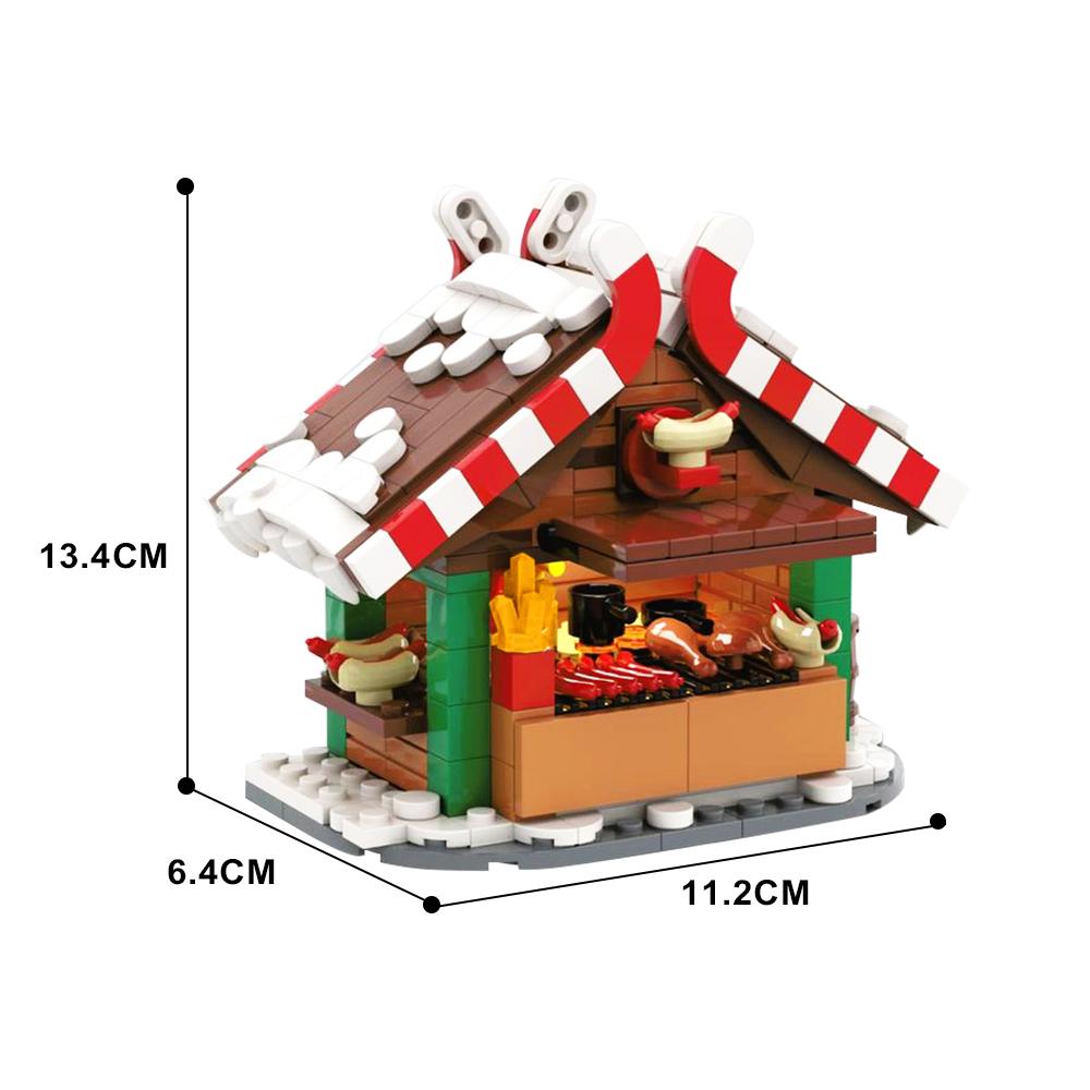 MOC Winter Countryside Christmas Decorate Building Block Set Christmas Cabin Coffee Cart Hot Drinks Christma series Kid Toy Gift