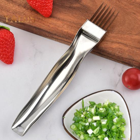 Onion Slicer Stainless Steel 6-Blade Green Onion Shredder Cutter Non-Slip Handle Kitchen Vegetable Chopper Tool for Scallions Leeks Potatoes Fruits