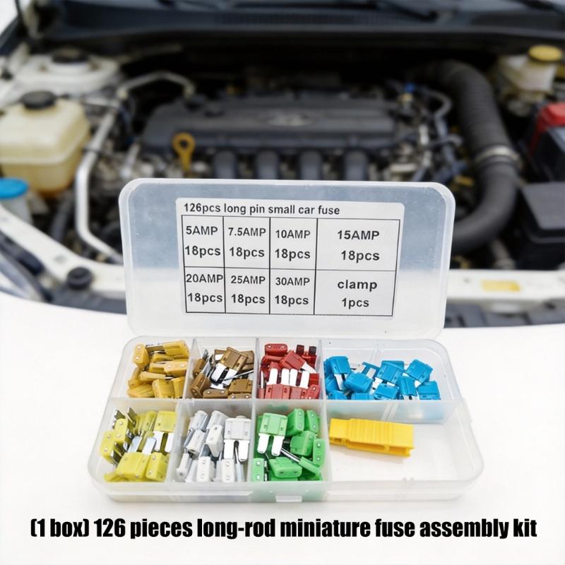 126Pcs Auto Car Truck Fuse Assortment 5A/7.5A/10A/15A/20A/25A/30A Standard Car Fuse Replacment Automotive Fuse