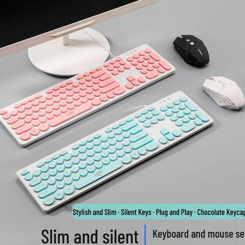 Silent Wired Chocolate Punk Keyboard - USB for Home, Office, Gaming, and Typing
