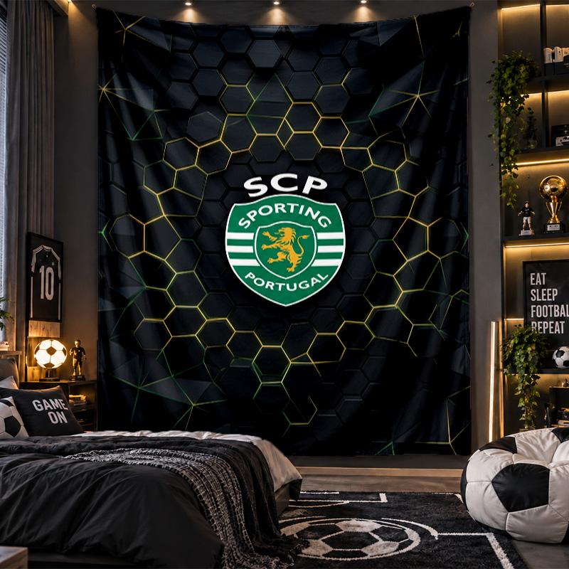 Arazzo da Appendere a Parete Stampa Sporting CP FC Tessuto per Soggiorno Camera da Letto Decorazione Casa