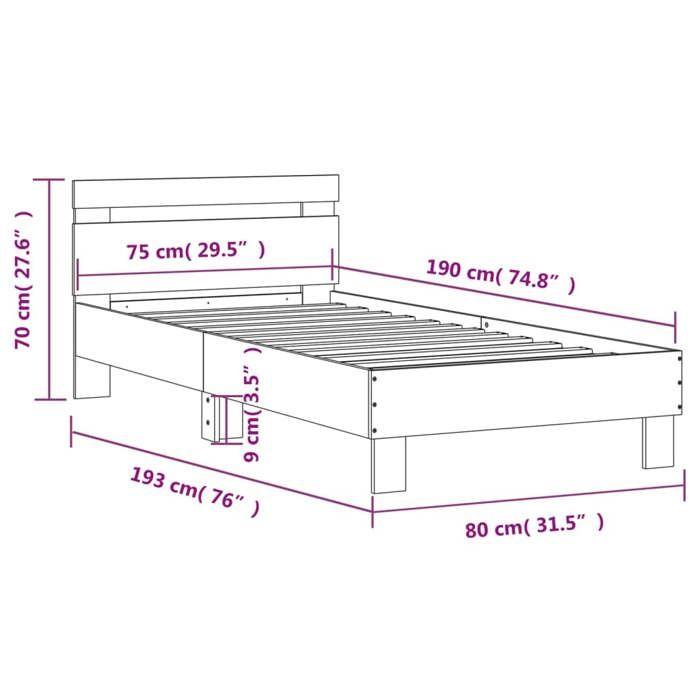 VidaXL Bed Frame with Headboard Black 75x190 Cm Engineered Wood 838569