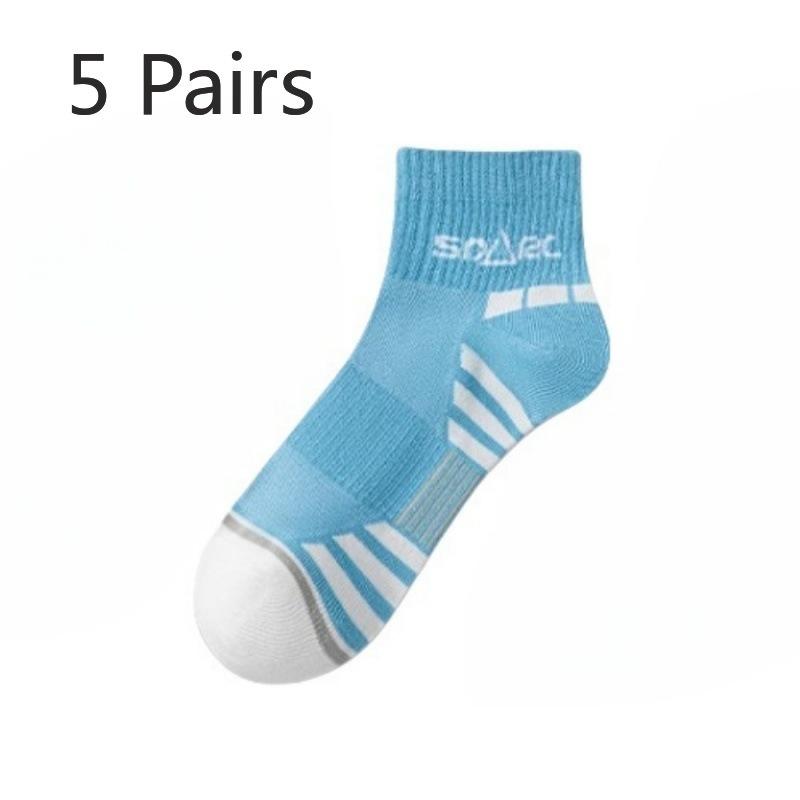 5 Pairs of Men's Summer Thin Basketball Sports Deodorizing Sweat-absorbing Breathable Youth Pure Cotton Socks