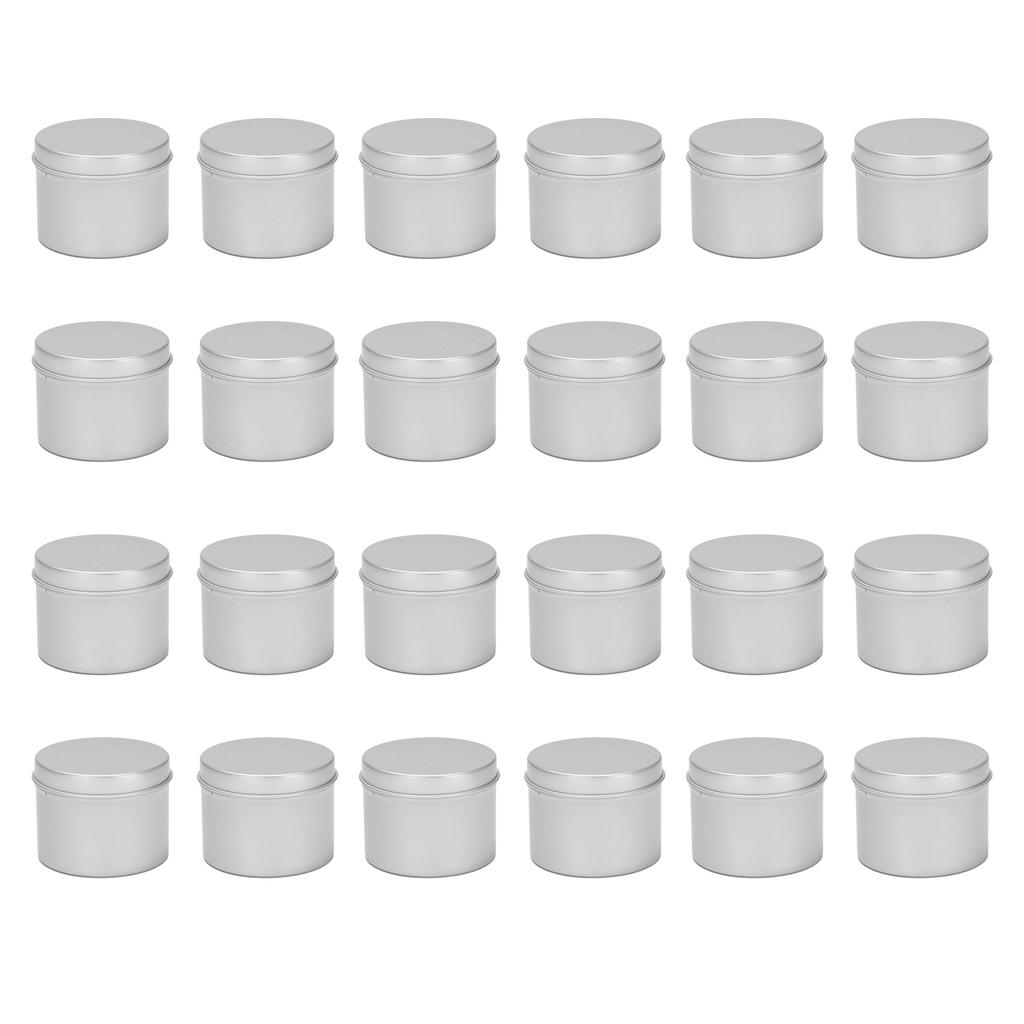 BHBL 24 Pack Tins Box Candle Tin Black Aluminum Jar Storage Empty Pot Plain Cans Cream Cosmetic Container