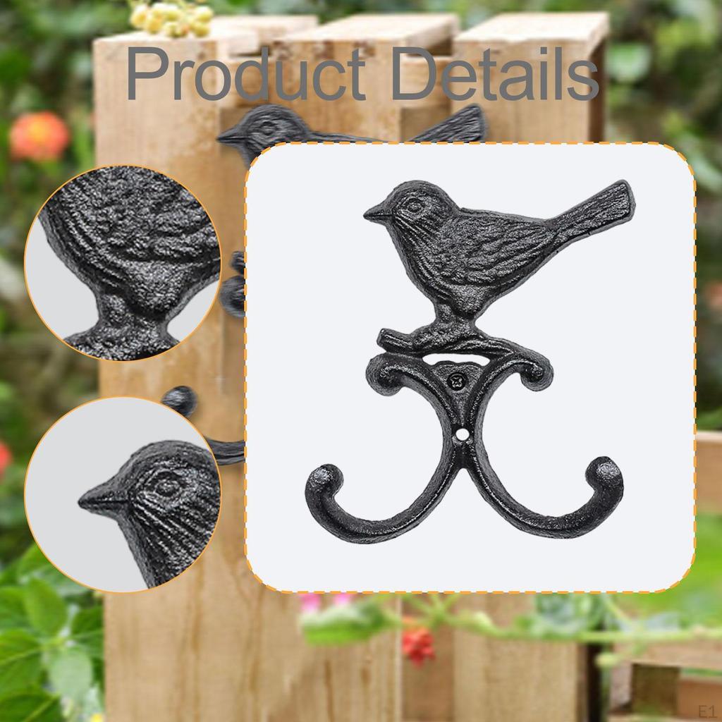 Cast Iron Bird Wall Hook Courtyard Hanger Garden Double Hooks for