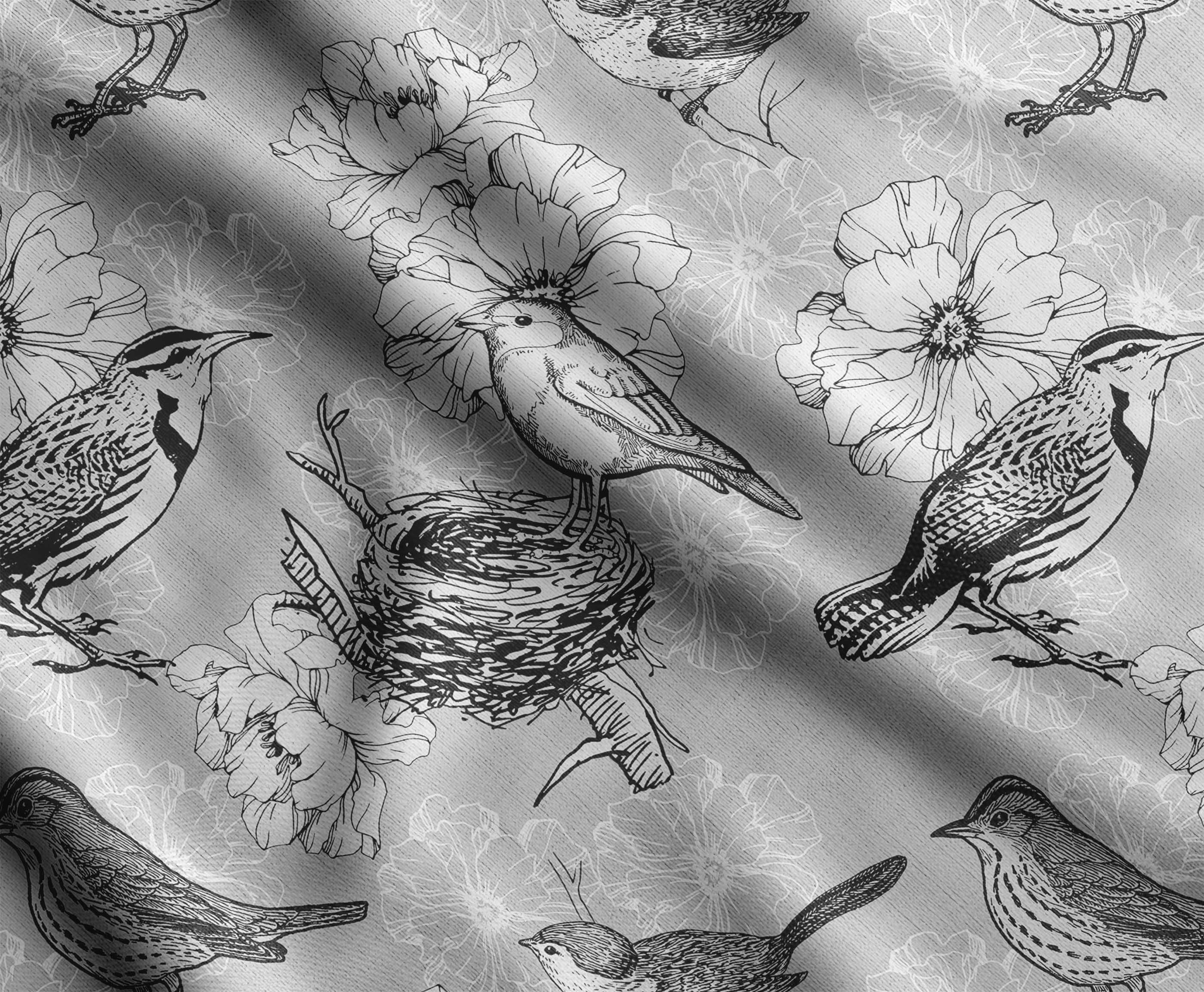 

Soimoi Bird & Flowers Print, хлопковый батист, ткань для квилтинга, продаваемая во дворе, ширина 42 дюйма, хлопковая ткань средней плотности, швейные принадлежности, черный и 42 Inch Wide - Cotton Poplin серый