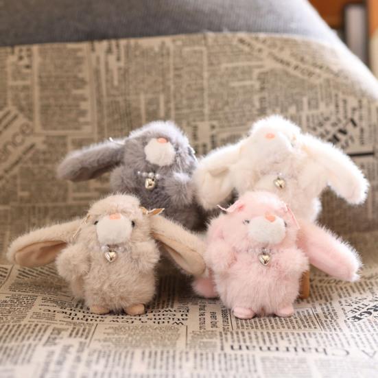 Doll Pendant Keychain Cartoon Rabbit Plush Keyring with Heart Necklace Car Key Holder Pendant Backpack Accessories