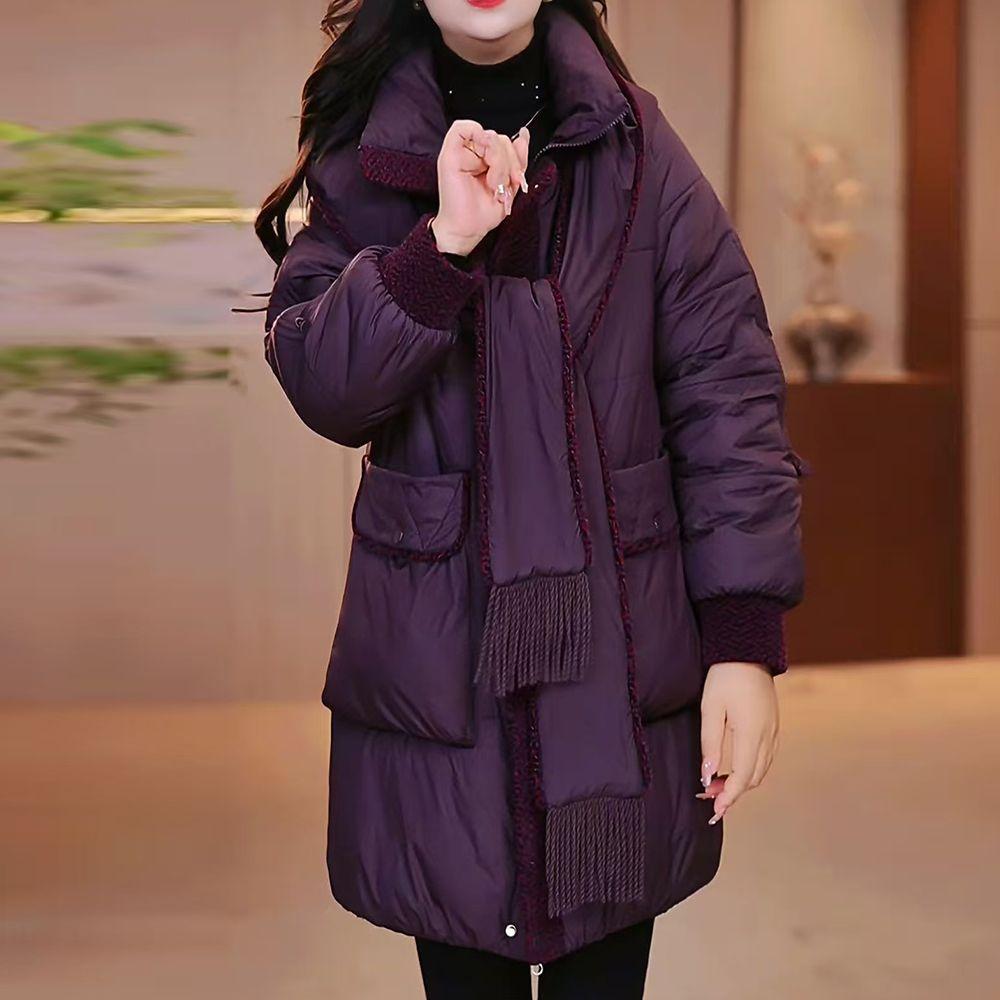 Winter Loose Padded Coat with Removable Hood Plus Size Warm Coldproof Overcoat