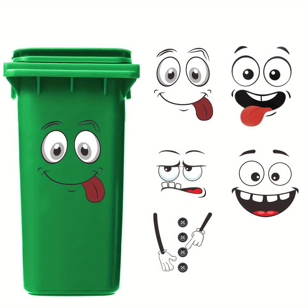 4pcs/ Set of Cartoon Funny Expressions Waterproof Toilet Paste Toilet Lid Decoration Self-paste, Fun Themed Decor