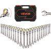 Flex-Head Ratcheting Wrench Set, 24-Piece SAE and Metric, 72 Teeth, Cr-V Steel Ratchet Flexible Combination Wrench Set with Storage Case