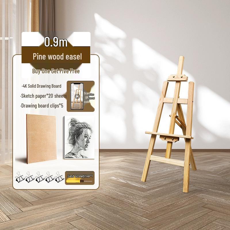 Cavalletto in Legno del Mali: Ideale per Studenti d'Arte, Pittura a Olio, Schizzi, Disegni 4K, con Cassetto e Supporto Espositore.